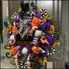 Juldekorationer Juldekorationer Halloween Wreath Door Hanging skrämmande skrämmande girlandskelett designdekorativ hänge di dhd2t