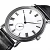 Klassisk klocka Mekanisk handvindrörelse Klockor för man kvinnlig armbandsur rostfritt stål armbandsur vitt ansikte läderband2359