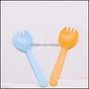 Forks Portable Disposable Fruit Fork Thickened Plastic Dessert Spoon Party Cake Salad Vegetable Kitchen Accessories Tableware 129 K2 Dh9Jw