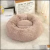 Kennels Pens Long Plush Dog Bed Winter Warm Round Pet Slee Beds Soild Color Soft Dogs Cat Cushion Mat Drop 667 V2 Delivery Home Ga Dhsbz