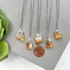 Pendant Necklaces NM36591 Raw Petite Citrine Nugget Silver Plated Necklace November Birthstone Rough Ombre Charm