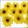 Other Table Decoration Accessories Single Sunflower Table Ornaments Cake Arts Crafts Decor Simation Flower Wedding Celebration Fak Dhnw4