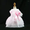 Vestido de noiva de roupas de cachorro branco rosa gato princesa roupas vestidos de pelúcia de pelúcia para cães pequenos chihuahua