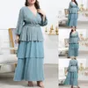 Plus Size Kleider Damen Großes Maxi Langes Übergroßes V-Ausschnitt Muslim Abend Party Festival Elegantes Kleid L-4XL