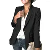 Dames pakken ruche klep zakken comfortabel warm kantoor dame herfst massief kleur knop jas blazer bovenkleding