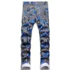 Мужские джинсы Мужские клетчатые буквы Цифровой принт Джинсы Модные тонкие зауженные эластичные джинсовые брюки Уличная одежда Хлопковые брюки T221102