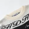 Chandails masculins 2022 Sweater tricot￩ Sweater Vintage Streetwear Lettre squelette Pull Gothic Gothic Harajuku Hip Hop Loose Tullover