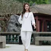 Etnische kleding dames katoen Chinese retro hand getrokken meditatie casual kungfu tai chi groep comfortabele pyjama's