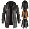 Men's Jackets Leather Jacket Men Nice Casual Fashion PU Hooded Slim-fitting For