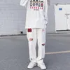 Men's Jeans Vibe Patch Embroidery White Hip Hop Men Cargo Jeans Pants Y2K Clothes Multiple Pockets Straight Baggy Long Trousers Ropa Hombre T221102