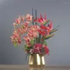Dekorative Blumen, goldenes Keramikbecken, Phalaenopsis-Blumendekoration, Topf, künstliches Wohnzimmer, Esstisch, Kunst