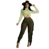 Women's Two Piece Pants 2022 Autumn Winter Women Sport Fitness 2 Set Sports Suits Solid Crop Tops Leggings Bodycon Tracksuit