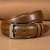 Belts Mens Western Cowboy Leather For Jeans Casual Vintage Business Male Belt With Hole Pin Buckle Waiststrap Ceinture Homme