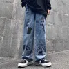 Jeans masculinos 2021 Japão Cartoon Anime Girl Graffiti Harajuku Homens Baggy Jeans Calças Y2K Straight Mulheres Wide Vintage Denim Calças Oversize T221102