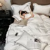 Embroidery Bedding Set White Egyptian Cotton 600TC Quilt Duvet Cover Flat Bed Sheet Pillowcases Solid Color Bedclothes Home Textil193B