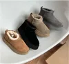 Austrália Mini Botas De Plataforma Designer Mulher Bota De Baixo Grosso Tornozelo De Pele Quente Botas de Neve Australiano Fluffy Fuzz Mule Tazz Chinelos sapatos de luxo