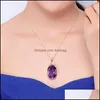 H￤ngen Golden 36CT Amethyst Color Oval Crystals Hanger Chaining Lady Bruiloft Jewellery 694 R2 Drop Delivery Home Garden Arts CRAF DHTKF