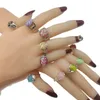 Zespół pierścienie 20 sztuk dużo czechy kamień naturalny palec dla kobiet srebrna róża pozłacana kolorowy Opal kruszone muszle agat wspólny pierścień dziewczyna 221114