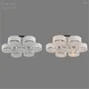 Chandeliers Modern Glass Light Platfon Led Stainless Stee Lamp Surface Mount Lights For Living Room E27 3 5 7 Lustres