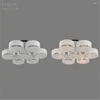 Lampadari Modern Glass Light Platfon Led Lampada in acciaio inossidabile Luci a montaggio superficiale per soggiorno E27 3 5 7 Lustri