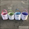 Storage Baskets Lovely Rabbits Pattern Bucket Bag 23X25Cm Fashion Handmade Canvas Gifts Candy Hand Basket Diy Easter New 12Jz J2 Dro Dhfcm