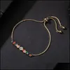 Braccialetti con ciondoli Braccialetto in zircone arcobaleno dorato Colorf Catena regolabile Tennis per donne Ragazze Contenitore di gioielli di moda Bracciale con consegna a goccia Dhju7