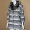 Women's Fur Pelt Natural Full Jacket Coat 2023 Women's Winter Clothing Collar Long Overcoat Outerwear Coats D30