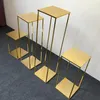 Party Decoration Wedding Flower Metal Column Stand Gold Plated Geometric Road Lead For Home Event Cake Table Prop Backdrop Frame