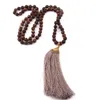 Collane con ciondolo Collana con nappe in filo annodato in pietra naturale di moda bohémien tribale artigianale