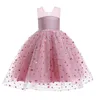 Mignon rose dentelle petits enfants robes de demoiselle d'honneur princesse bijou cou tulle appliques bouffantes florales formelles porte la robe de communion de fête