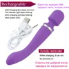 Full Body Massager Sex Waterproof Powerful 10 Speeds Rechargeable AV Magic Wand Massager Vibrator Dildo Vibration G-Spot Clit Flirt Toys For Women RQY4