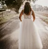 Bröllopsklänning i plusstorlek A-linje Rygglös brudklänning robe de soiree de mariage Spetsapplikationer Bälte vestidos de novia Enkel