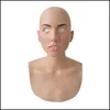 Party Masks Party Masks Fl Latex Mask For Halloween With Neck Head Creepy Wrinkle Face Cosplay Props Women1 Drop Delivery Home Garde Dhb5B