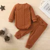 Kl￤derupps￤ttningar LioRaitiin 0-24m Baby Girl Romper Topps Pants Suit Born Sp￤dbarn l￥ng￤rmad rund nackknapp Tr￶ja Stickbyxor 221111