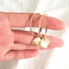 Hoop Earrings Trendy 2022 Arrivals Gold Color Plating Hammered Leaf Charm For Women Girl Lovely Girly Naturalism Jewelry