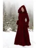 Dames Wolmix Middeleeuws Vintage Steampunk Tot de grond Kapmantel Dames Winter Warm Bontrand Maxi Gothic Heks Feestkostuum Uitloper Retro 221114