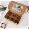 Cupcake Transparent Window Muffin Cupcake Box Gifts Cakes Desserts Food Storage Containers Baking Packaging Organizer Kraft Paper 0 Dhsup