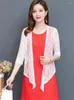 Women's Knits Korean Women Shrug Summer Tops Ladies Half Sleeve Cropped Lace Formal Evening Party Elegant Slim Woman Clothes Open Front Coat
