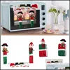 Décorations De Noël Décorations De Noël T84E 3 Pcs Réfrigérateur Poignée Ers Père Noël Four À Micro-Ondes Antibrûlure Gants Année Fête H Dhkd6