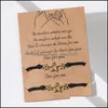 Charm Bracelets 브레이드 2pcs/set Charm 팔찌 우정 커플 나비 별 하트 뱅글 여자 럭키 소원 보석류 dhggh