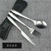 Portable Flatware Set with Zipper Bag Outdoor Travel Camping Recyclable Cutlery Pouch Forks Spoon Knife Dinnerware Kit