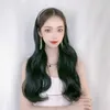 Women's Hair Wigs Lace Synthetic Women's Band Half Removable Black Long Straight Hair Wig Cap