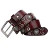 Belts Genuine Leather Pin Buckle Belt Metal Big Rivet Waist Jeans 3.8CM Punk High Quality Men And Woman