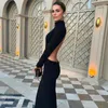 Casual Dresses Elegant Backless Evening Women Club Cut Out Autumn Winter Gown Long Sleeve Bodycon Party Dress Maxi Sexy Outfits 2022