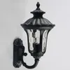 Wall Lamp Outdoor Lamps European Waterproof Gate Bronze Villa Landscape Outside Clear Glass Shade Corridor Hallway Sconces