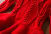 Vestidos de menina meninas de manga comprida tricô de outoxwinter festa de aniversário quente traje princesa crianças vermelhas natal de Natal 221028