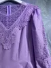 드레스 2022 가을 유럽 및 미국 신규 여성 고급 가벼운 가벼운 성숙 자수 중공 아웃 수용성 꽃 스플 라이스 랜턴 슬리브 드레스 S M L XL