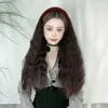Perruques de cheveux pour femmes Dentelle Perruque Synthétique Femme Imitation Maïs Perm Curl Net Bande Rouge Cheveux Longs Demi-Casquette