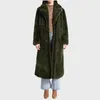 Dames vacht 2022 vrouwen winter faux jas middellang pluche jas dik warm pluizig groen groen oversized los