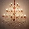 Chandeliers European Iron Candle Crystal Gold Living Room Bedroom Restaurant Lamp El Lnternet Cafe Decoration Lamparas Lustre